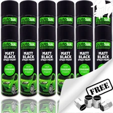 12 x Autotek MATT BLACK Spray Paint Professional Bodyshop High Covering +G+CP