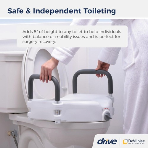 Drive Medical RTL12027RA 2-in-1 Raised Toilet Seat with Removable Padded Arms, - Picture 6 of 6