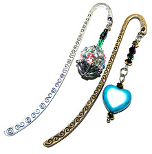 IRIDESCENT CRYSTALS or TURQUOISE HEART Metal Bookmarks USA MADE U Choose #2