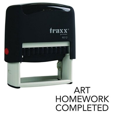 Traxx 9012 48 x 18 mm - Lagerware selbstfärbend Lehrer Hausaufgaben fertig Gummistempel