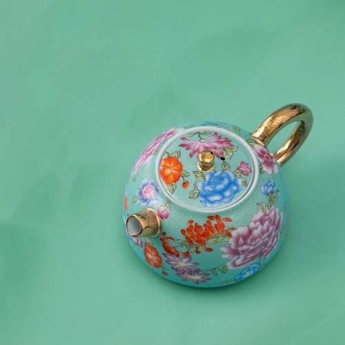 Color Enamel Porcelain Tea Pot Matching Tea Cup Ceramic Tea Set Jingdezhen Made - Picture 7 of 8