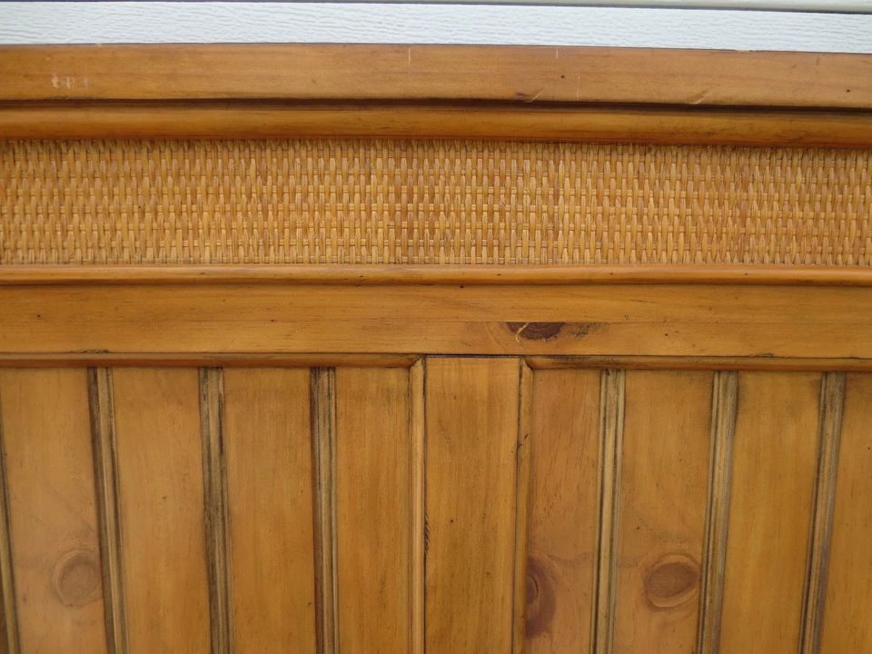 CABECERO ALTO tamaño doble cabaña costero tropical Shabby Chic persiana ST mimbre Foto 2 de 4