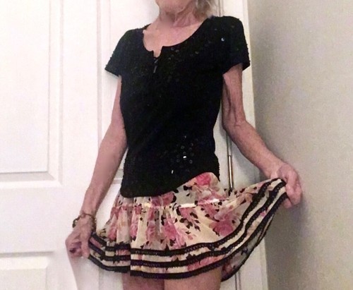 Betsey Johnson Vintage S Gypsy Rose Mesh Ruffle Skirt & Swim Triangle Bikini Top - Picture 11 of 23