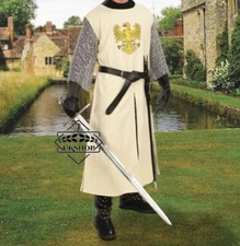 Solid Tunic with Embroidered Crest with Falcon, Embroidered Cotton Tunic