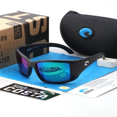 Costa Del Mar BLACKFIN Matte Black Green Mirror Polarized Lense 580P Sunglasses
