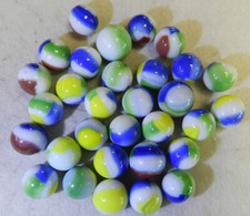 18322m Vintage Group of 30 Marble King 3 Color Patch Marbles