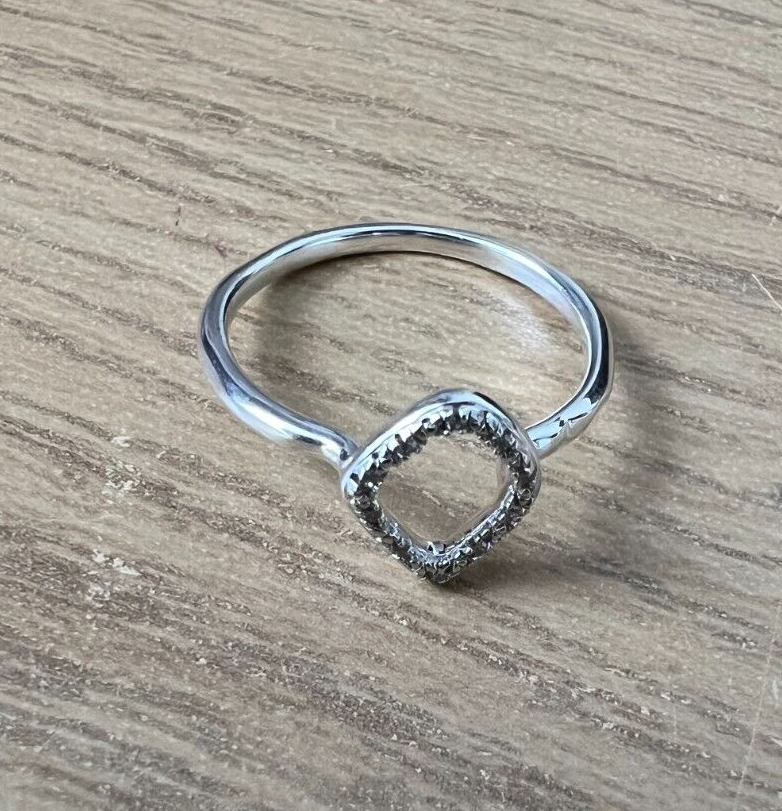 Monica Vinader Riva Mini Kite Stacking Ring Sterling Silver and Diamond,  size M