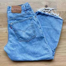 Vintage Levi's 570 Baggy Fit Tapered Leg Raw Hem Jeans sz 33x30 Made in USA