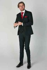 Hunter Green Men's Three Piece Suit – Charles Check Tweed Style & Tailored Fit