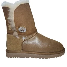UGG Bailey Button bling shimmer Boots Shearling Lined Winter Boots SZ 7 cuffable