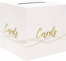 White and Gold Card Box for Party 9.8 x 9.8 x 9.8 Inch Large Card Box Holder