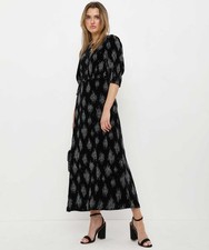 Rixo Lucile Glitter Midi Dress Velvet 3/4 Sleeves Black Size L UK 14 RRP £325