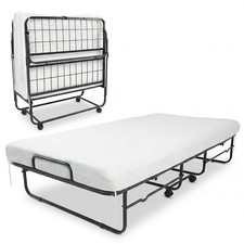 Twin Size Folding Bed w/Memory Foam Mattress, Metal Frame for Living Room, Study