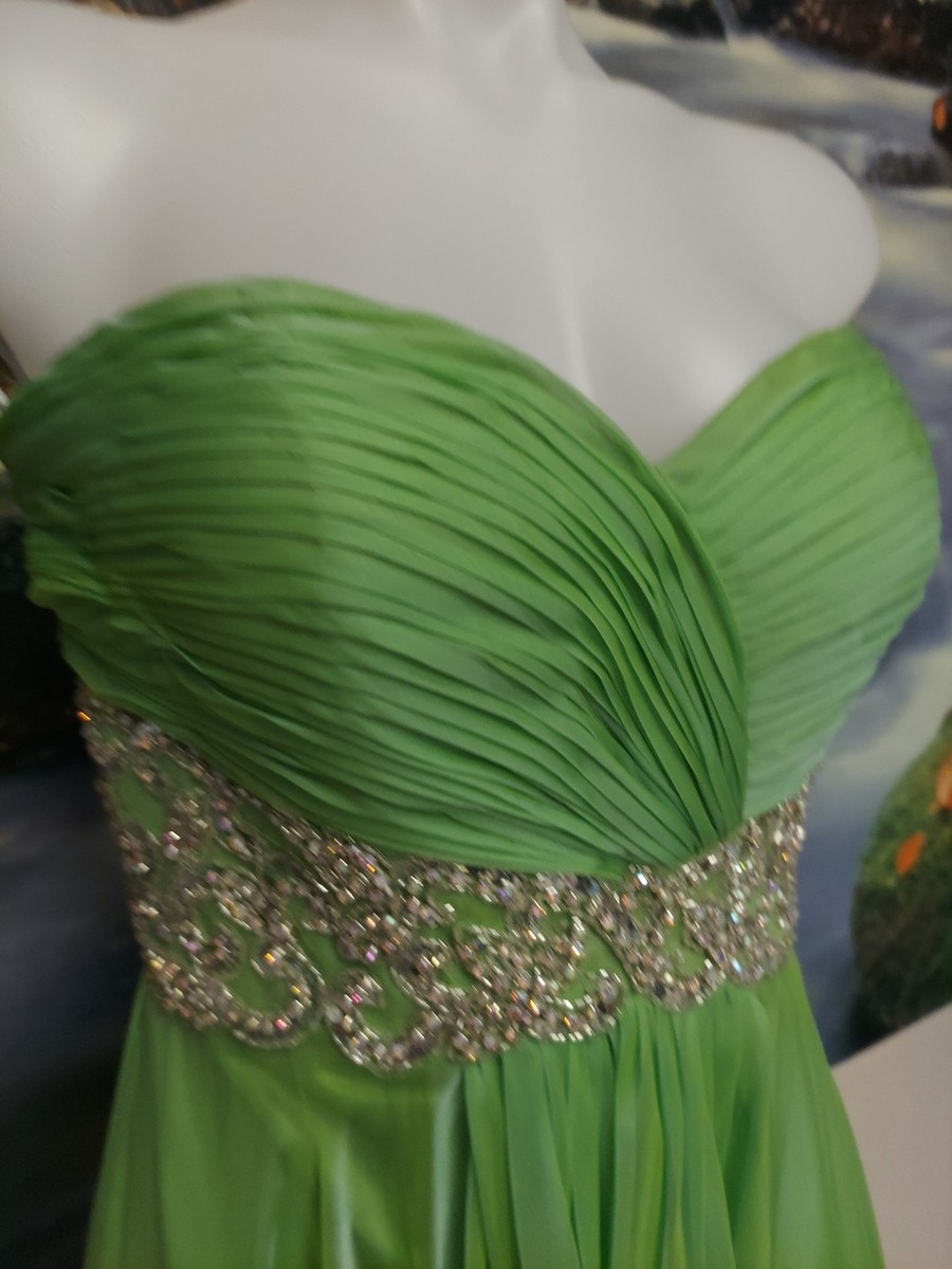 Tiffany Size5/6 Keylime Vcup Gemwiast Prom Dress Openback View 3