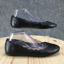 Sam & Libby Shoes Womens 10 Ballet Flats Scalloped Black Casual Comfort Low Top