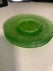 Set Of 5 Green Cameo Ballerina Depression Glass 6.25”Dessert Plates Uranium