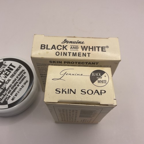 Unguento originale bianco e nero 2,25 oz + sapone per la pelle 3,5 oz NOS versione vecchia - Foto 7 di 10