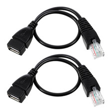2-Pack USB 2.0 Female to RJ45 Male Ethernet Adapters, 11.8" Cable for Router, Mo
