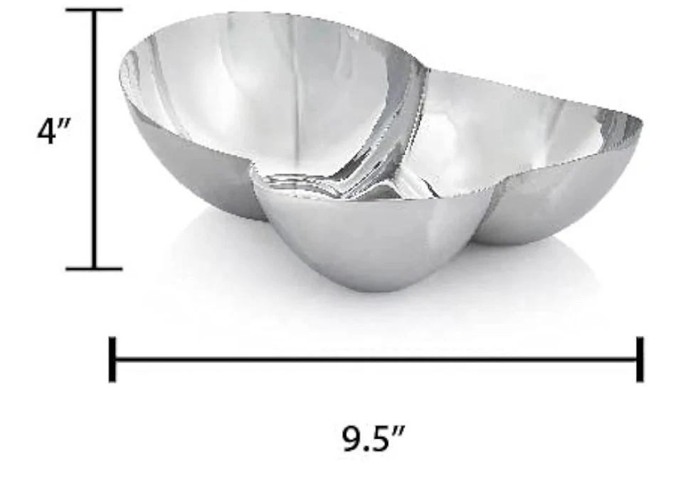 Nambé Pulse Chip Collection Chip & Dip Bowl 7.5”x9.5”x4” Stainless Steel NEW - Image 3 of 4