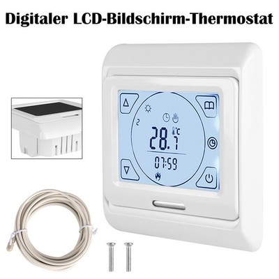 Digital LCD Display Thermostat Raumthermostat für Fussbodenheizung 230V Weiß Neu