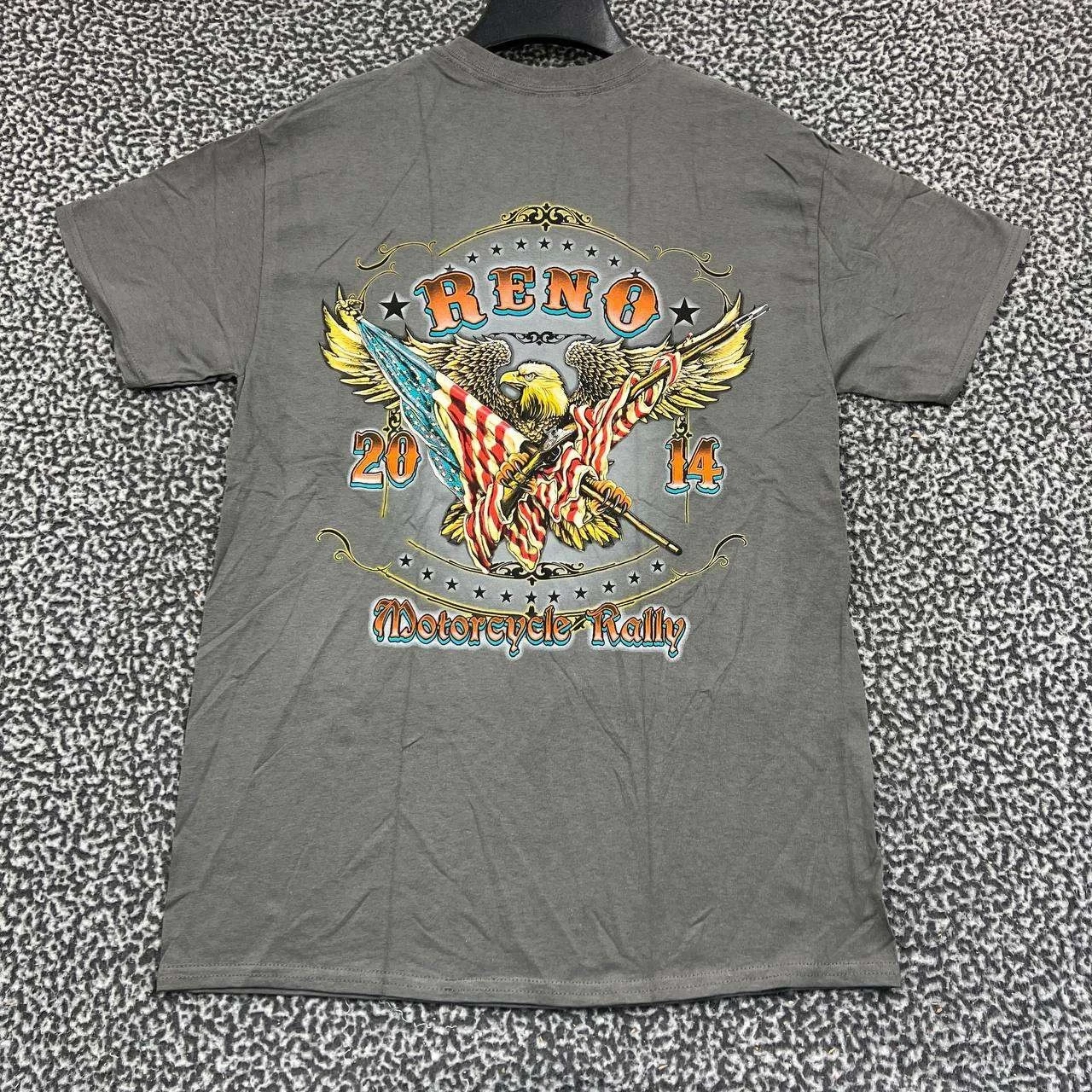 Vintage Reno Motorcycle Rally Shirt Men Medium Gildan Short Sleeve Deadstock New
