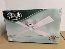 Hunter Low Profile Ceiling Fan 42  White Bleached Oak 20816 Flush Mount, NEW