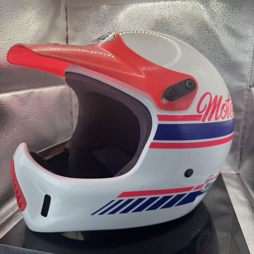 Vintage White/Pink/Blue Bell Moto 4 Motorcycle Helmet size Large Greatful Dead