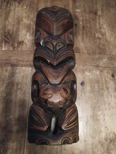 Vintage 49cm Maoryska Tekoteko Drewniana figurka Peter Hemi Ręcznie rzeźbiona Nowa Zelandia NZ