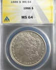 1886 $1 Morgan Silver Dollar ANACS MS64
