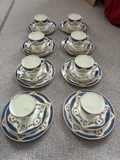 1930/40's Cauldon china 'Cameo' pattern cups and saucers plates trios x 8 VGC