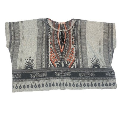 Moa Moa Girls Southwestern Poncho Top Sz Large Pullover Tie Neck