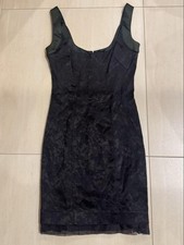 Dolce & Gabbana Sleeveless Textured Mini Dress Silk Blend Deep Moss Green 38