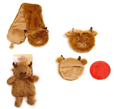 Puckator Highland Cow Plush Heat Warmer Microwaveable Hand & Neck Lavender Wheat