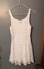 Wet Seal Vintage Y2K Women's Ivory Sleeveless Lacy Lined Dress Small Babydoll