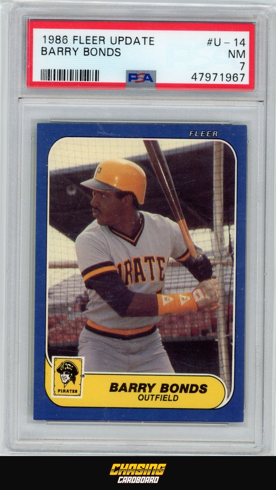 1986 Fleer Update BARRY BONDS RC Rookie #U-14 Pirates Vintage PSA 7 NM O169