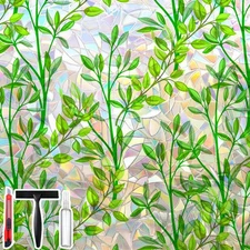 Non-Adhesive Stained Glass Window Film Decorative, Static Cling Privacy Windo...
