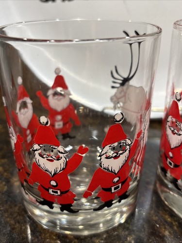 Set 5 bicchieri SANTA Natale GEORGES BRIARD e 2 vassoi abbinati da 14" - Foto 4 di 17
