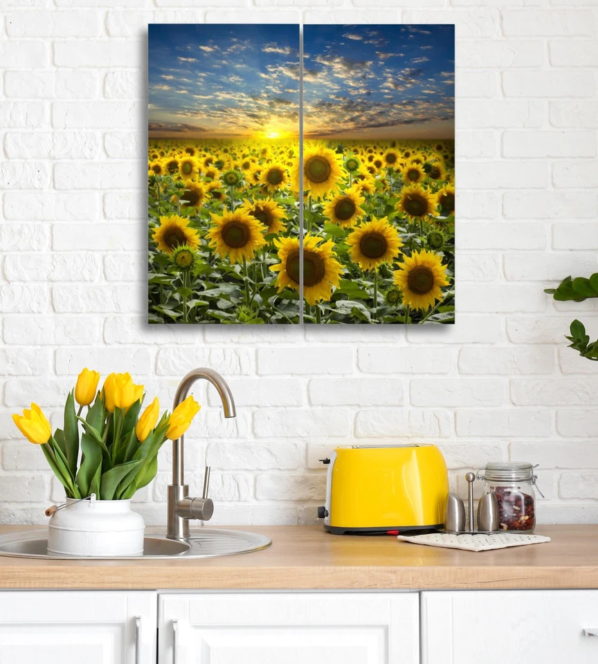 Sunflower Canvas Wall Art Decor - 2 Piece Set, Decorative Multi Panel Split P... - Image 2 of 4