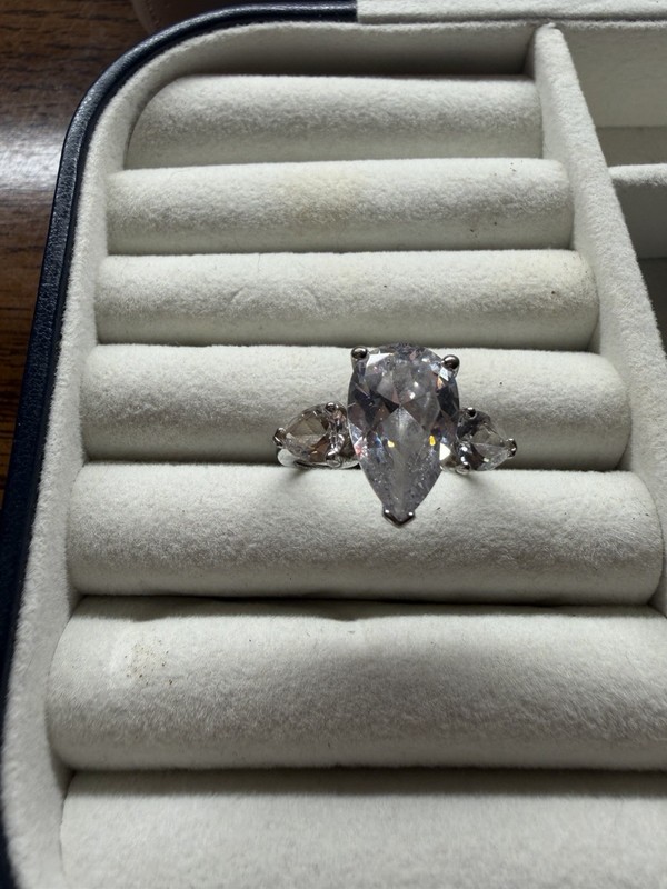 .925 Silver Teardrop Moissanite Ring
