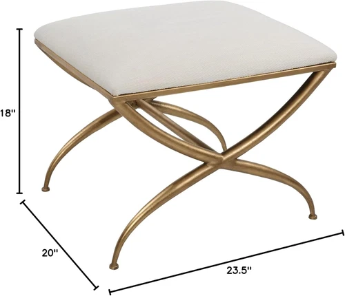 Elegant Gold and White Small Bench for Stylish Home Decor - Picture 2 of 5