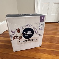 Millie Moon Luxury Diapers Size 3 144 Count Unisex White for 15-24lbs