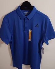 Reebok Mens Performance Polo Shirt Large Dazzling Blue Golf Activewear NWT