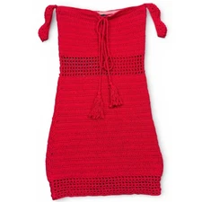 MAJORELLE Revolve Mini Dress Womens S Red Crochet Knit Resort Summer Tassels