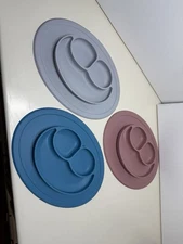 Silicone Suction EZPZ Smiley Face Feeding Mat Toddler Happy Plates - Lot Of 3!