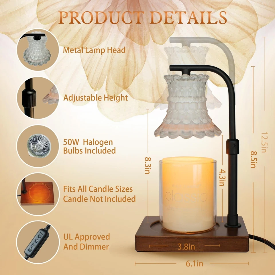 Lámpara Calentador de Velas con Temporizador, Atenuador Eléctrico Cambio de Color Pantalla Vela con... Foto 2 de 4