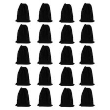20pcs Flocked Drawstring Bag 4.7 x 5.9 Inch Jewelry Pouches Gift Bags, Black