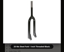 QUALITY BLACK TUBE FORKS FOR 20" BMX BICYCLES, THREADED