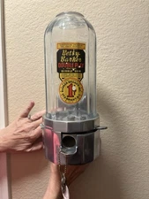 Vintage 1948 Atlas Penny Midget Gumball Machine W Original Atlas Wall Mount ,Key
