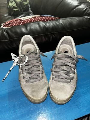 Women s Off White Grey Leather Vulcanized Soles Sneakers