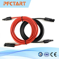 12 AWG 4mm² Black + Red Solar Panel Extension Cable Wire Connector Set of 2pcs
